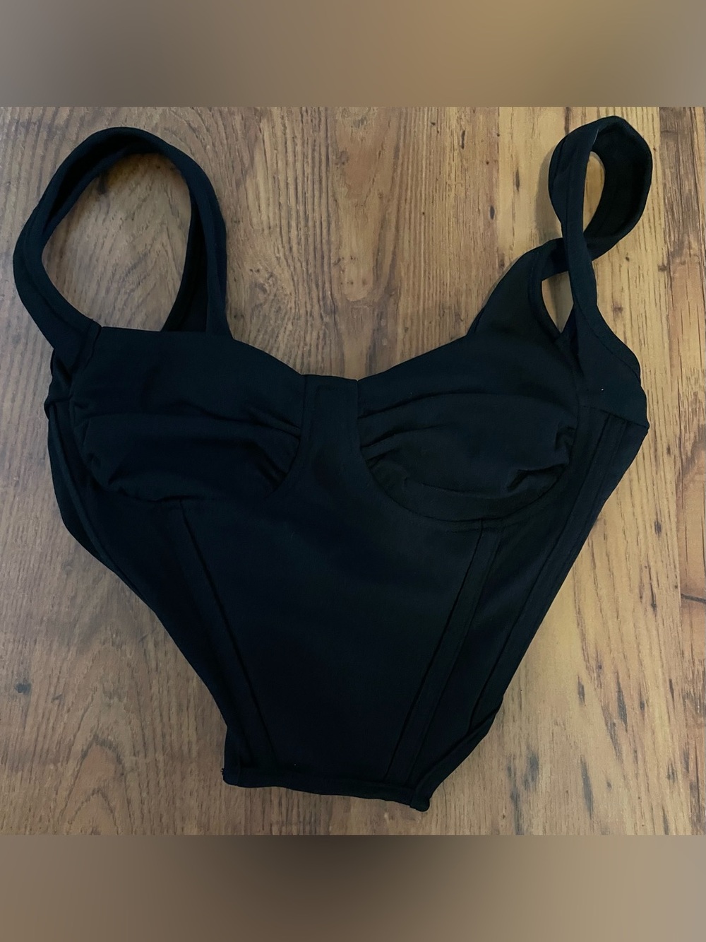 SHEIN Mod Black Cropped Bustier Tank  Swim Top Size XS